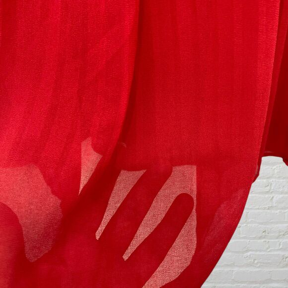 Mango Red Pleated Georgette Swing A Line Babydoll Dress Size 6 Flowy - Picture 8 of 10